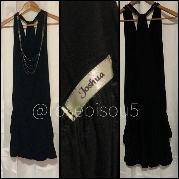 🍸🆕{JOSHUA} Black Braided Chain Embellished LBD - Picture 3 of 8